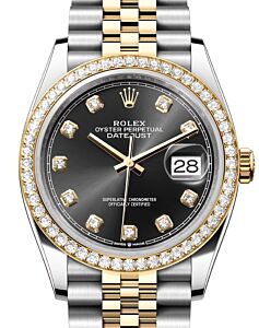 Rolex Datejust 36 Yellow Gold/Steel Bright Black Diamond Dial & Bezel Jubilee Bracelet 126283RBR - BRAND NEW