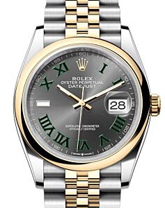 Rolex Datejust 36 Yellow Gold/Steel Slate Roman Dial Domed Bezel Roman Jubilee Bracelet 126203 - BRAND NEW