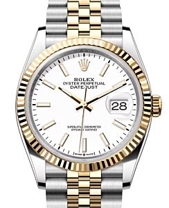 Rolex Datejust 36 Yellow Gold/Steel White Index Dial & Fluted Bezel Jubilee Bracelet 126233 - BRAND NEW