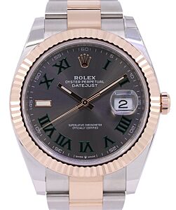 Rolex Datejust 41 Rose Gold/Steel "Wimbledon" Slate Roman Dial Fluted Bezel Oyster Bracelet 126331 - PRE-OWNED