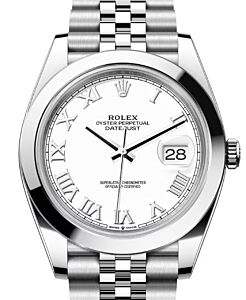 Rolex Datejust 41 Stainless Steel White Roman Dial Smooth Bezel Jubilee Bracelet 126300 - BRAND NEW