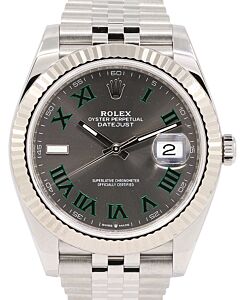 Rolex Datejust 41 White Gold/Steel "Wimbledon" Slate Roman Dial Fluted Bezel Jubilee Bracelet 126334 - PRE-OWNED