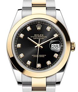 Rolex Datejust 41 Yellow Gold/Steel Black Diamond Dial Smooth Bezel Oyster Bracelet 126303 - BRAND NEW