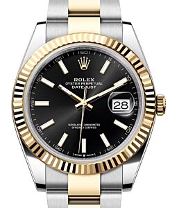 Rolex Datejust 41 Yellow Gold/Steel Black Index Dial Fluted Bezel Oyster Bracelet 126333 - BRAND NEW