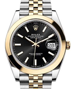 Rolex Datejust 41 Yellow Gold/Steel Black Index Dial Smooth Bezel Jubilee Bracelet 126303 - BRAND NEW