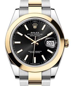 Rolex Datejust 41 Yellow Gold/Steel Black Index Dial Smooth Bezel Oyster Bracelet 126303 - BRAND NEW