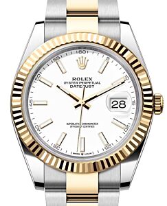 Rolex Datejust 41 Yellow Gold/Steel White Index Dial Fluted Bezel Oyster Bracelet 126333 - BRAND NEW