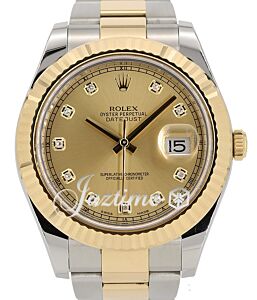 Rolex Datejust II Yellow Gold & Steel Champagne Diamond 41mm Dial Oyster Bracelet 116333 - PRE-OWNED