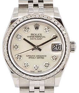 Rolex Datejust Ladies Midsize 31mm Diamond White Mother of Pearl Stainless Steel Jubilee 278240 - BRAND NEW