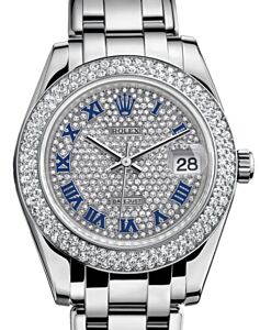 Rolex Datejust White Gold Pearlmaster 34 Pave Diamond Dial & Bezel 81339-0012 - BRAND NEW