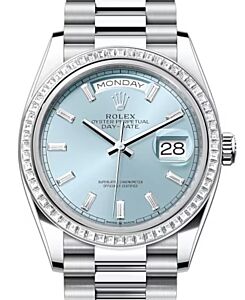 Rolex Day-Date 36 President Platinum Ice Blue Diamond Dial & Bezel 128396TBR