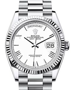 Rolex Day-Date 36 President Platinum White Roman Dial 128236