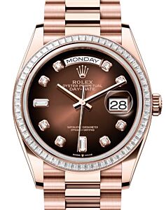 Rolex Day-Date 36 President Rose Gold Brown Ombre Diamond Dial & Bezel 128395TBR