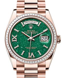 Rolex Day-Date 36 President Rose Gold Green Aventurine Diamond Dial & Bezel 128395TBR