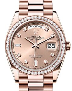 Rolex Day-Date 36 President Rose Gold Rose Diamond Dial & Bezel 128345RBR