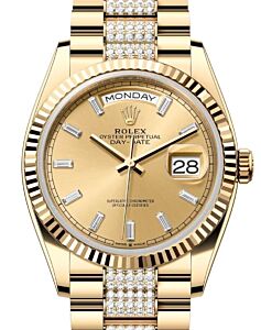 Rolex Day-Date 36 President Yellow Gold Champagne Diamond Dial & Bracelet 128238