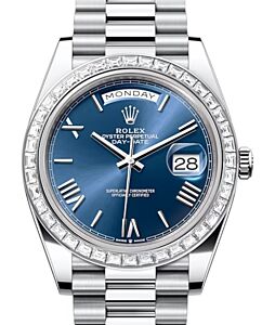 Rolex Day-Date 40 President Platinum Bright Blue Roman Dial 228396TBR