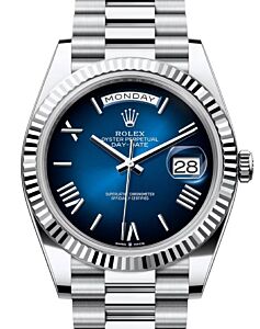 Rolex Day-Date 40 President Platinum Blue Ombre Roman Dial 228236
