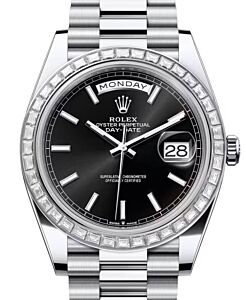 Rolex Day-Date 40 President Platinum Bright Black Index Dial 228396TBR