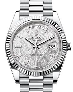 Rolex Day-Date 40 President Platinum Meteorite Baguette Diamond Dial 228236 - BRAND NEW