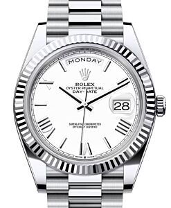 Rolex Day-Date 40 President Platinum White Roman Dial 228236