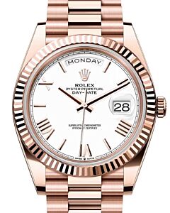Rolex Day-Date 40 President Rose Gold White Roman Dial 228235