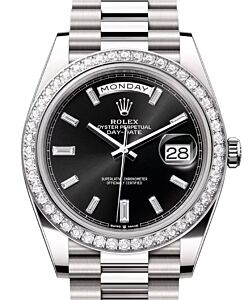 Rolex Day-Date 40 President White Gold Bright Black Diamond Dial & Bezel 228349RBR