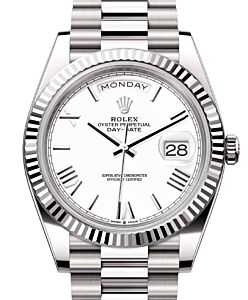 Rolex Day-Date 40 President White Gold White Roman Dial 228239
