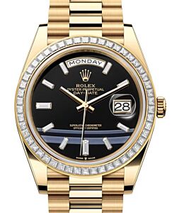Rolex Day-Date 40 President Yellow Gold Black Onyx Diamond Dial & Bezel 228398TBR