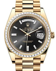 Rolex Day-Date 40 President Yellow Gold Bright Black Diamond Dial & Bezel 228398TBR