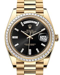 Rolex Day-Date 40 President Yellow Gold Bright Black Diamond Dial & Bezel 228398TBR