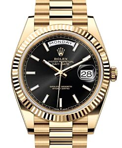Rolex Day-Date 40 President Yellow Gold Bright Black Index Dial 228238 - BRAND NEW