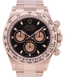 Rolex Daytona Rose Gold Black Dial Oyster Bracelet 116505 - PRE-OWNED