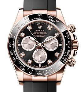 Rolex Daytona Rose Gold Bright Black/Sundust Diamond Dial Oysterflex Rubber Bracelet 126515LN - PRE OWNED