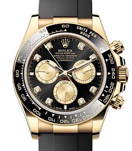 Rolex Daytona Yellow Gold Bright Black Diamond Dial Oysterflex Bracelet 126518LN - PRE OWNED