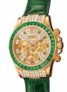 Rolex Daytona Yellow Gold Diamond Paved Emerald Dial & Bezel 16598EM