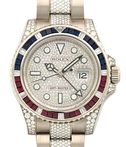 Rolex GMT-Master II White Gold Sapphire/Diamond Bezel & Bracelet 116759SARU