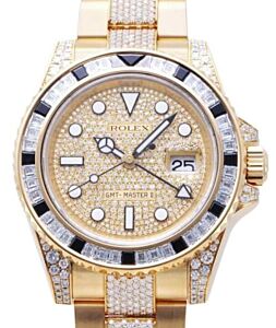 Rolex GMT-Master II Yellow Gold Diamond Paved Dial 116758SANR