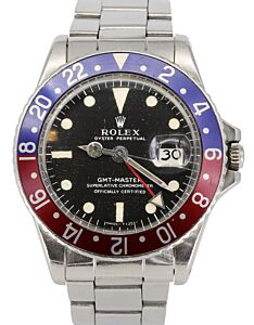 Rolex GMT-Master Vintage Black Dial "Pepsi" Red/Blue Bezel Stainless Steel Bracelet 1675 - PRE-OWNED