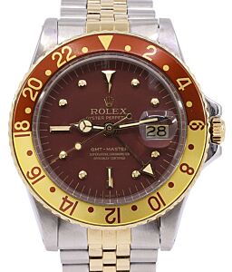 Rolex GMT-Master Vintage Brown Dial "Root Beer" Brown/Yellow Bezel Stainless Steel Bracelet 1675 - PRE-OWNED