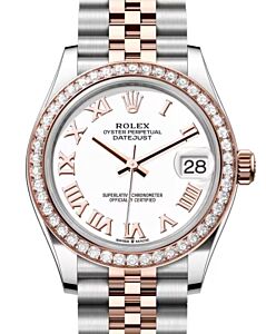 Rolex Lady-Datejust 31 Rose Gold/Steel White Roman Dial & Diamond Bezel Jubilee Bracelet 278381RBR - BRAND NEW