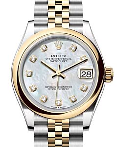 Rolex Lady-Datejust 31 Yellow Gold/Steel White Mother of Pearl Diamond Dial & Smooth Domed Bezel Jubilee Bracelet 278243 - BRAND NEW