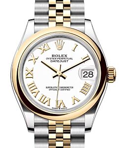 Rolex Lady-Datejust 31 Yellow Gold/Steel White Roman Dial & Smooth Domed Bezel Jubilee Bracelet 278243 - BRAND NEW