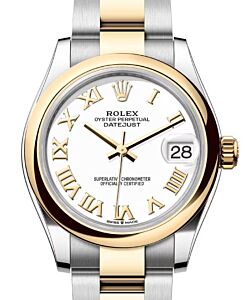 Rolex Lady-Datejust 31 Yellow Gold/Steel White Roman Dial & Smooth Domed Bezel Oyster Bracelet 278243 - BRAND NEW