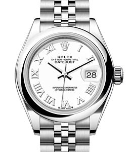 Rolex Lady Datejust 28 Stainless Steel White Roman Dial & Smooth Domed Bezel Jubilee Bracelet 279160 - BRAND NEW