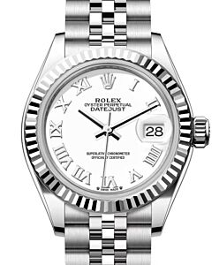 Rolex Lady Datejust 28 White Gold/Steel White Roman Dial & Fluted Bezel Jubilee Bracelet 279174 - BRAND NEW