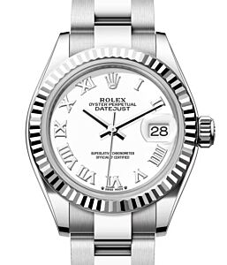 Rolex Lady Datejust 28 White Gold/Steel White Roman Dial & Fluted Bezel Oyster Bracelet 279174 - BRAND NEW