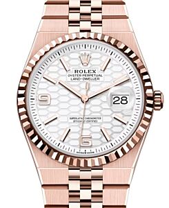 Rolex Land-Dweller 36 Rose Gold Intense White Honeycomb Motif Dial Fluted Bezel 127235 - BRAND NEW