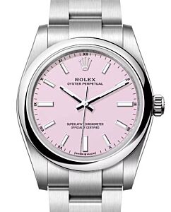 Rolex Oyster Perpetual 34 Steel Candy Pink Index Dial 124200 - BRAND NEW
