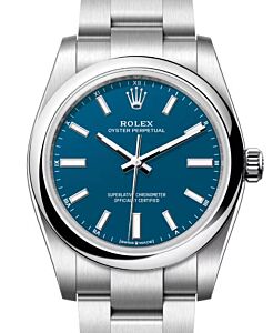 Rolex Oyster Perpetual 34 Steel New Blue Index Dial 124200 - BRAND NEW